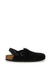 Birkenstock Slip-on Sandals With Cork Sole And Suede Upper In Black