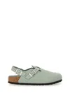 Birkenstock 'tokio' Light Blue Mules With Buckles On The Front And Back In Grey