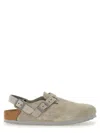 Birkenstock Stone Grey Suede Tokyo Slipper In White