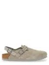 Birkenstock Stone Grey Suede Tokyo Slipper In White
