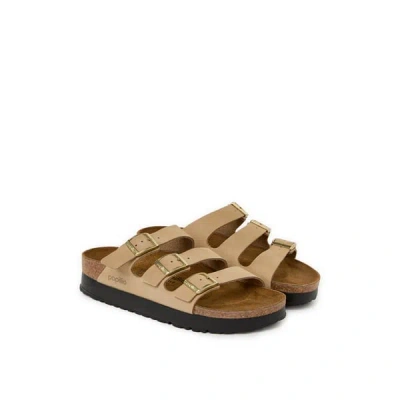 Birkenstock Papillio Florida Iii Flex Womens Nubuck Platform Sandals In Sandcastle