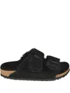 Birkenstock 'arizona' Black Sandals With Logo Lettering On The Buckle In Black