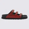 Birkenstock Red And Black Leather Florida Snake Sandals In Red