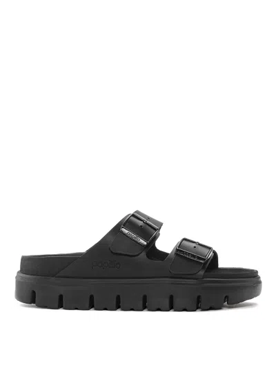 Birkenstock Papillio Exquisite Arizona Chunky Wedges In Black