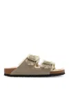 Birkenstock 'arizona' Beige Sandals With Engraved Logo In Grey