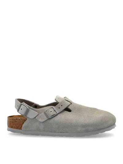 Birkenstock Stone Grey Suede Tokyo Slipper In Gray