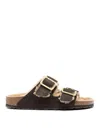 Birkenstock Duble-strap Sherling Sandals In Brown