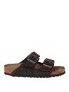 Birkenstock Arizona Mocca Suede Two Bar Mules In Brown