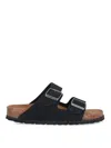 Birkenstock Arizona Double-strap Leather Slides In Black
