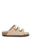 Birkenstock Beige Leather Florida Slippers In Brown