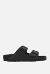 Birkenstock Black Leather Arizona Bs Slippers In Black