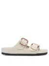 Birkenstock Arizona Lacquer Leather Slides In White