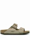 Birkenstock Womens Faded Khaki Bf Arizona Two-strap Faux-leather Sandals