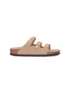 Birkenstock Beige Leather Florida Slippers