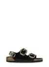 Birkenstock Milano Big Buckle I Lacquered Leather Sandal Color Bla In Black