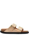 Birkenstock Arizona Droplet Buckle Shiny Leather Sandals In Multi
