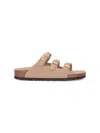 Birkenstock Triple Buckle Cork Sole Sandals In Brown