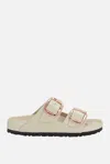 Birkenstock Arizona Big Buckle Patent Leather Slides In Multi