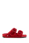 Birkenstock Shearling Sandals In Red