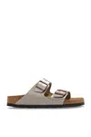 Birkenstock Arizona Double-strap Metallic Slides In Graceful Taupe