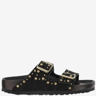 Birkenstock Sandals Arizona Rivet In Suede In Black