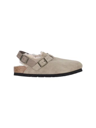Birkenstock Taupe Tokio Flat Shoes In Beige