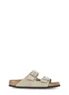 Birkenstock Woman Sandals Khaki Size 8 Soft Leather In Beige