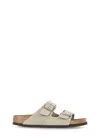 Birkenstock Woman Sandals Khaki Size 8 Soft Leather In Beige