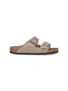 Birkenstock Arizona Slippers In Grey Suede In Beige