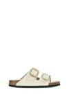 Birkenstock Arizona Big Buckle Leather Slides With Buckle In Beige