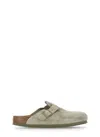 Birkenstock Grey Suede Clogs With Anatomical Footbed In Beige