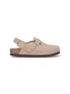 Birkenstock Nubuk Leather Tokio Clog Shoes In Beige