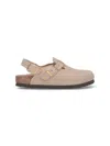 Birkenstock Nubuk Leather Tokio Clog Shoes In Beige