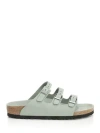 Birkenstock 'florida' Green Sandals With Buckle With Logo In Beige