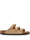 Birkenstock Beige Leather Florida Slippers In Beige