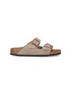 Birkenstock Arizona Slippers In Grey Suede In Beige