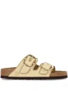 Birkenstock Arizona Hammered Big Buckle Slide Sandal In Beige