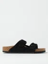 Birkenstock Arizona Double-strap Leather Slides In Black