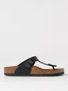 Birkenstock Leather Buckle Flip Flops In Black