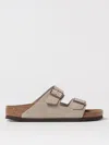 Birkenstock Suede Sandal With Double Buckle Closure In Natural