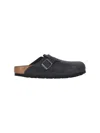 Birkenstock Slate Leather Boston Slippers In Black