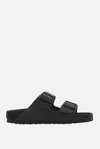 Birkenstock Black Leather Arizona Bs Slippers In Black