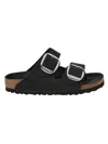 Birkenstock Arizona Big Buckle Birko Flor Womens Sandals In Black