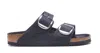 Birkenstock Arizona Big Buckle Leather Slides In Black
