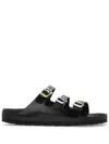 Birkenstock Florida Dbuckle Exquisite Shine Fit S Shoes In Black