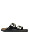 Birkenstock Arizona Droplet Buckle High Shine Black Slides In Black