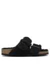 Birkenstock Arizona Teddy Split Suede Sandals In Black