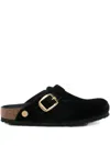 Birkenstock Boston Big Buckle Piping Rivet Logo In Black