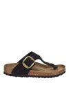 Birkenstock Gizeh Big Flip Flops In Black Leather In Black