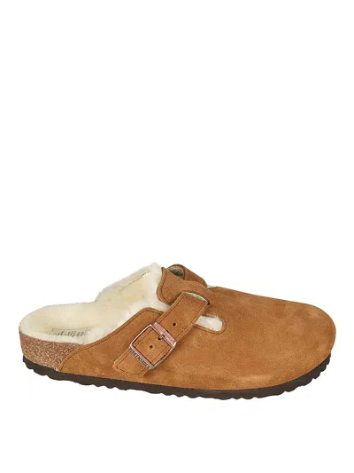 Birkenstock Boston Shearling Slippers In Beige